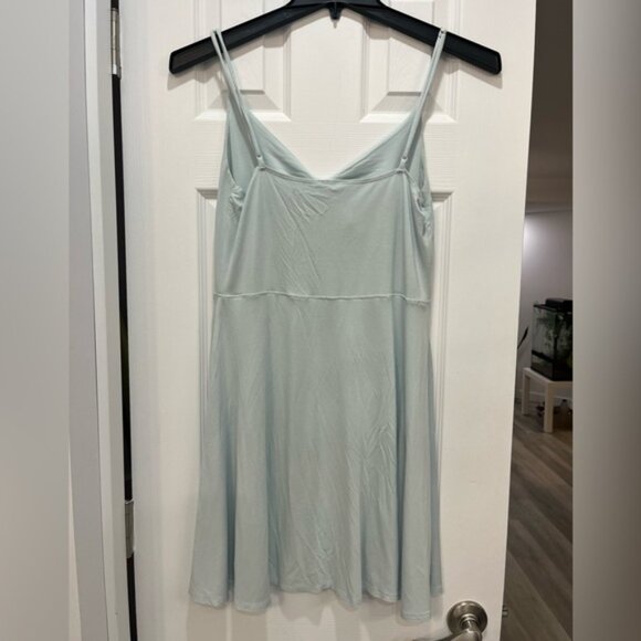 Garage Baby Blue Adjustable Strap Mini Rushed Dress Size Large Summer Festival - Picture 2 of 3